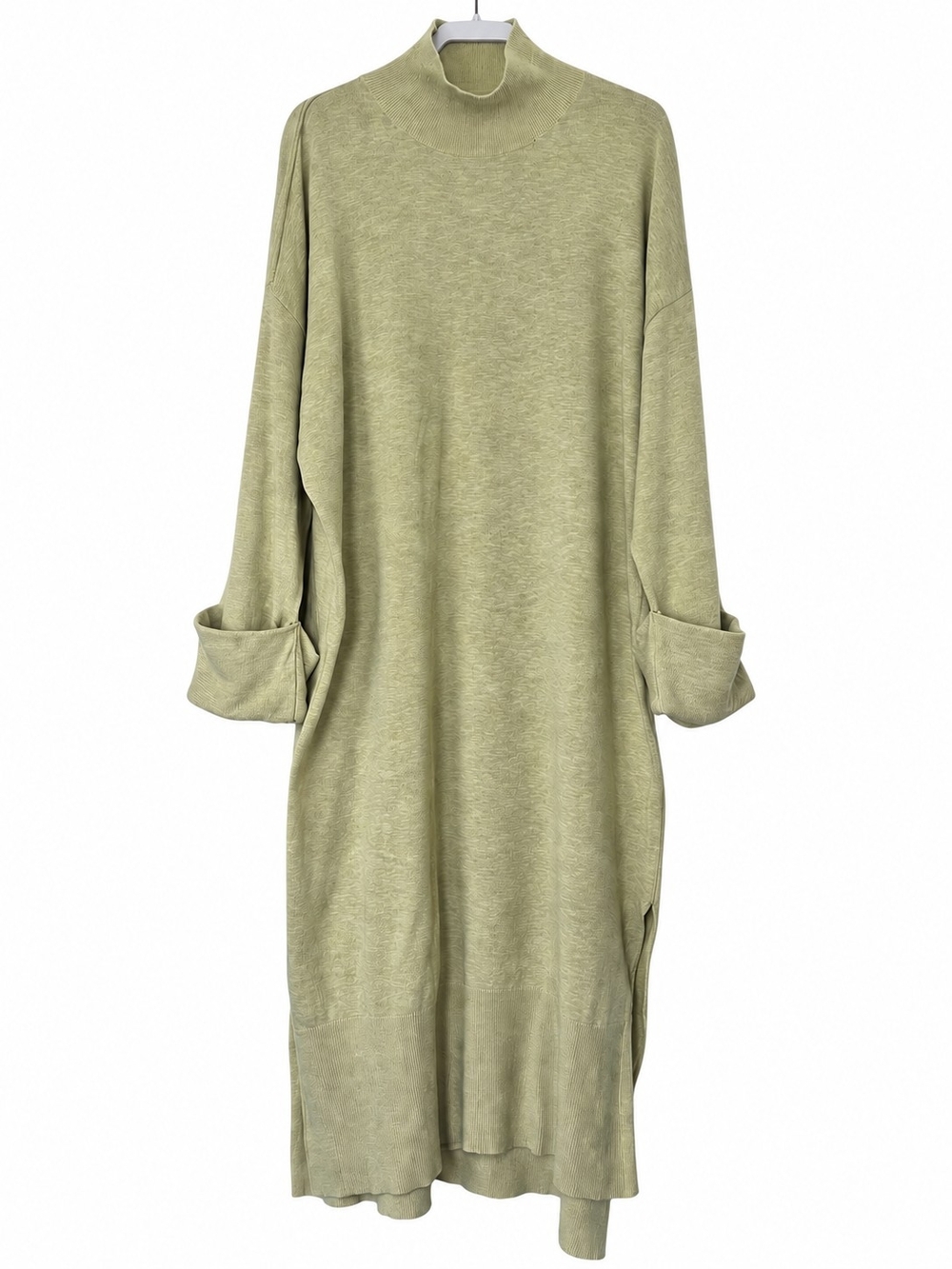 Free People Beach Faye Sweater Midi Dress L Sage Cotton Linen LagonLook Coastal